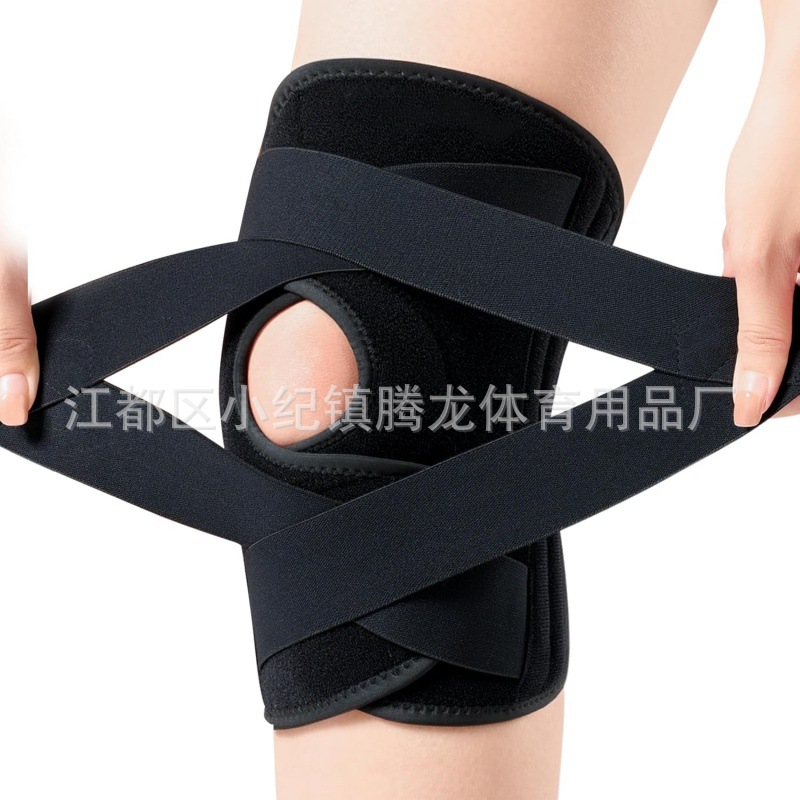 New Two-Color Breathable Sports Cross-Cycling Knee Joint Brace with Side Spring Patella Gel Pad