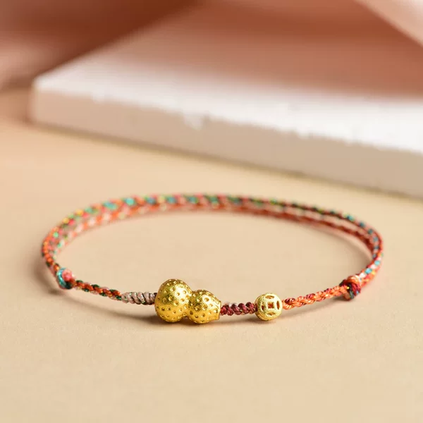 Fortune Gourd Bracelet, Red String Bracelet for the Year of the Zodiac Sign, Nine Purple Fire Element, Hand-Woven Fine String, Good Luck, Gift for Couples and Best Friends