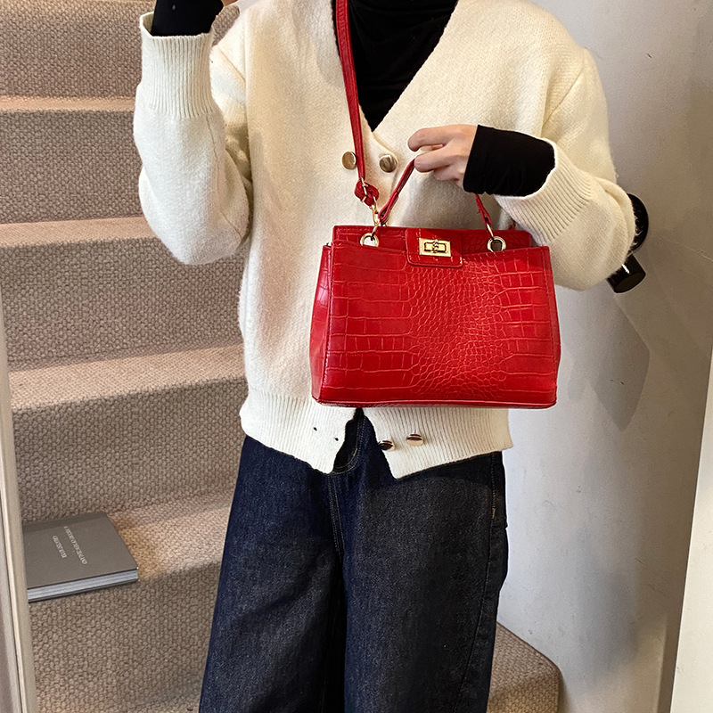 2024 nueva moda cocodrilo bolso de mujer de hombro casual versátil mochila retro pequeño bolso popular de alta calidad