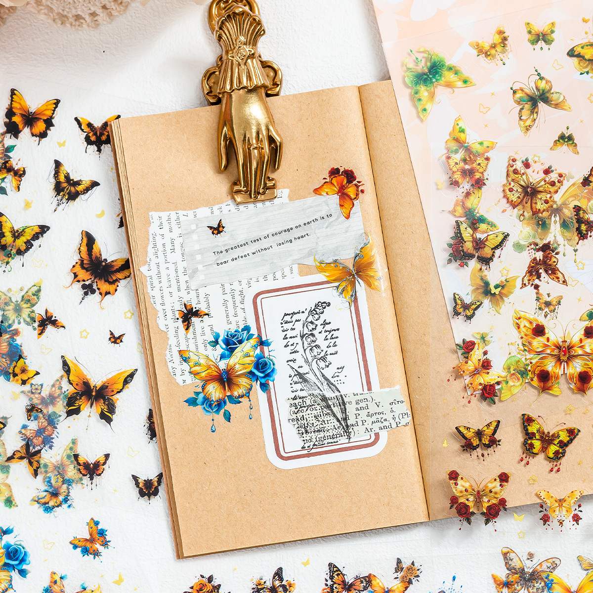 Luna Dream Butterfly transparente pegatinas impermeables para mascotas diy pegatinas de diario de mano pegatinas de mariposa retro transfronterizas pegatinas de animales