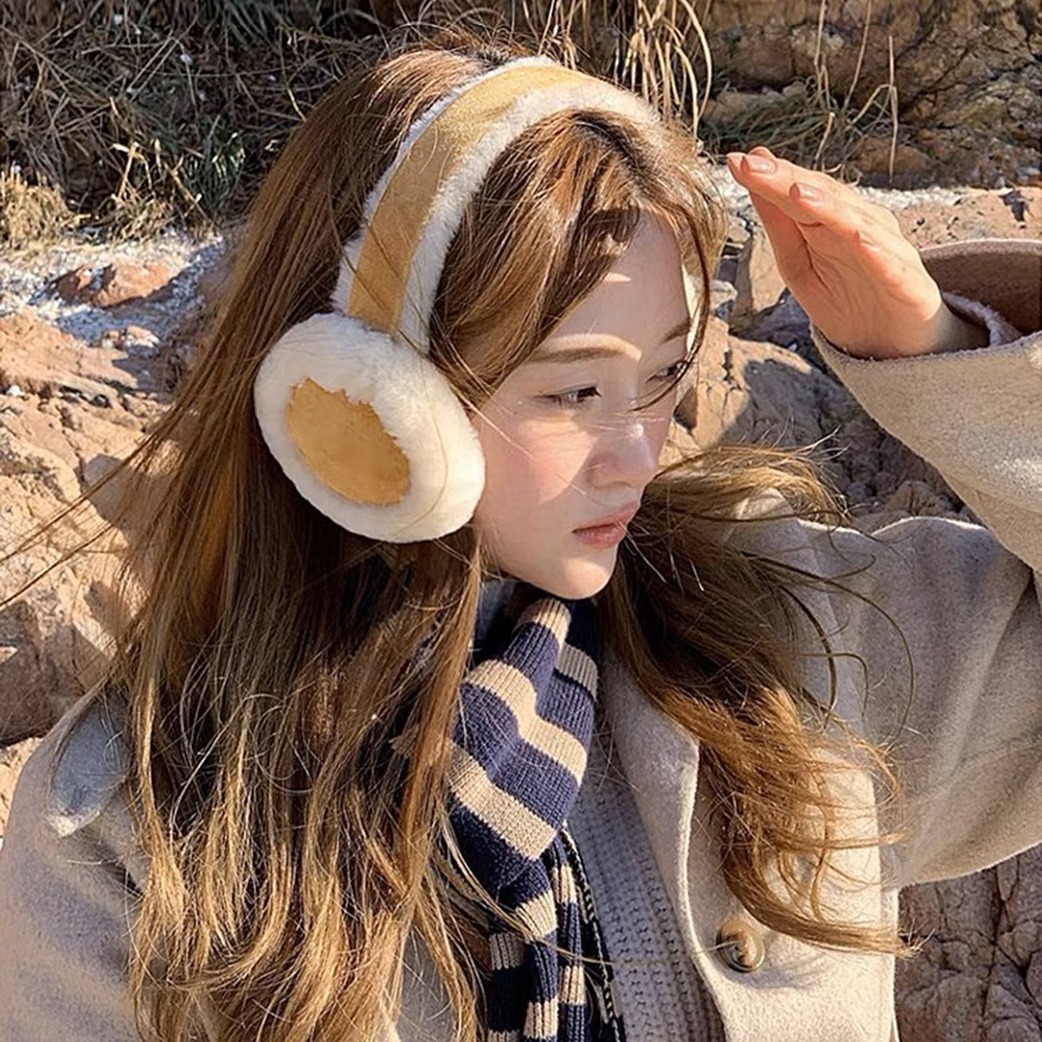 Fuzzy warm cycling ear covers for women winter ear muffs ear guards ear hats protect ears fluffy faux rabbit ear warmers