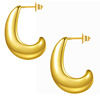 Cross -border women's golden ring earrings, 14K gold -plated lightweight low allergic coarse mouth ring -shaped earrings