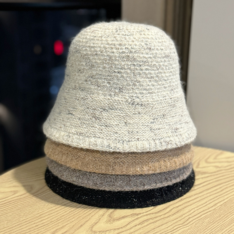 韩版彩色手工针织帽女秋冬保暖护耳毛绒钩针盆帽时尚百搭毛线帽潮|undefined