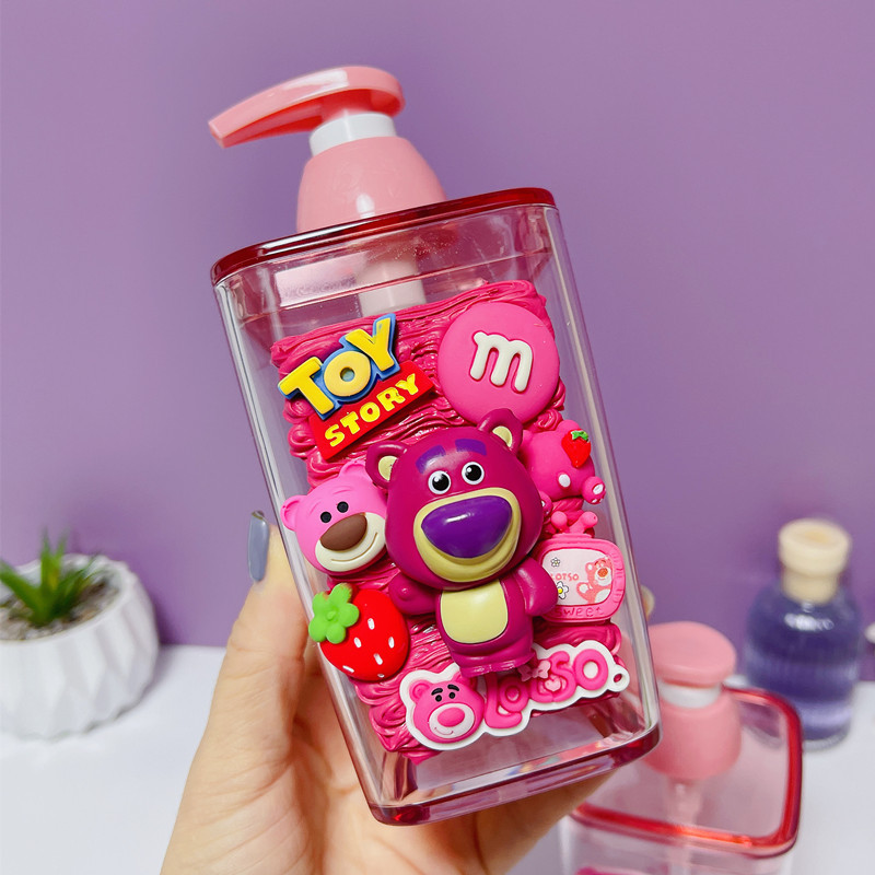 Tipo de prensa de dibujos animados creativa botella vacía de lujo ligero lindo de gran capacidad sub-botella gel de ducha desinfectante de manos champú de lavandería