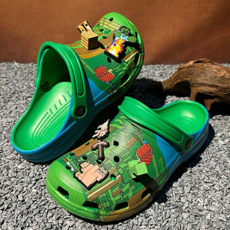Cross-Border Classic New Model Minecraft Collaboration Versatile Clogs Beach Shoes Cartoon-Style Fashion Accessories Cross-Border Classic New Model Minecraft Collaboration Versatile Clogs Beach Shoes Cartoon-Style Fashion Accessories