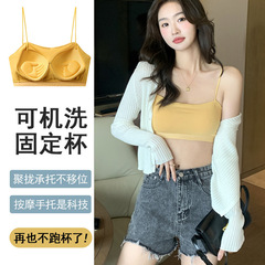 女性用福祉用キャミソール、胸パッド付き、ワンピース美背中ブラ、白いチューブトップボトムス、ワンピース下着