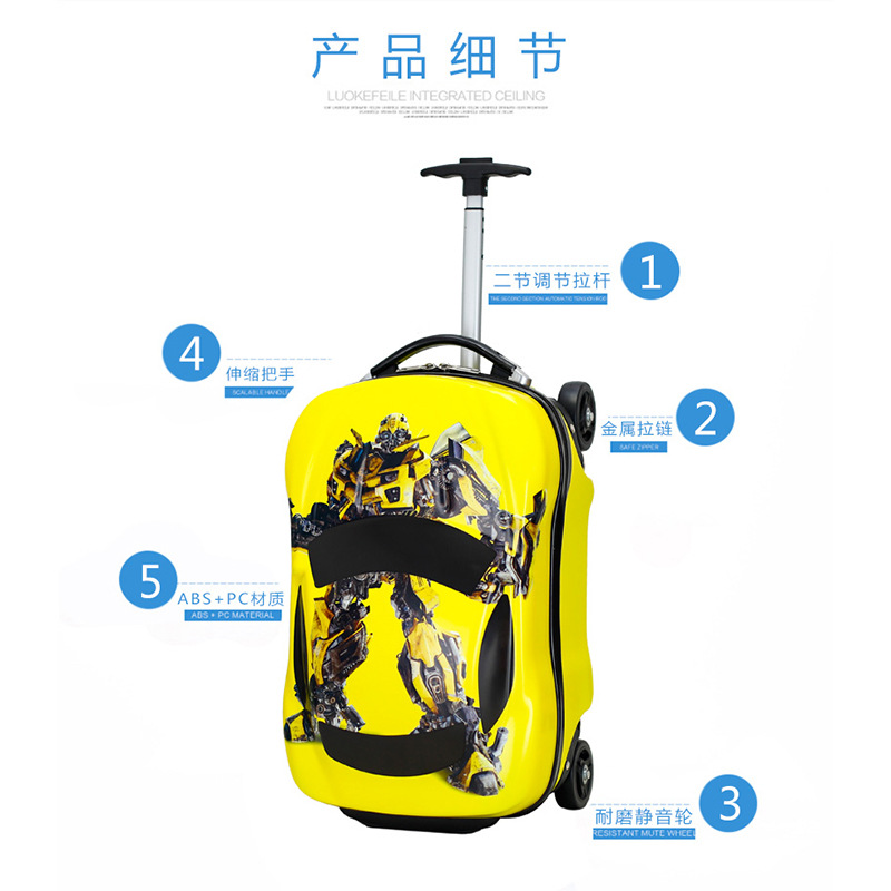 Maleta infantil con ruedas, maleta infantil con forma de coche, maleta infantil con forma de coche de dibujos animados, maleta infantil para montar, regalo de cumpleaños, mochila infantil
