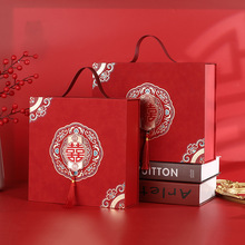 新款婚礼喜糖盒翻盖双喜流苏伴手礼手提盒结婚回礼礼品盒高档空盒