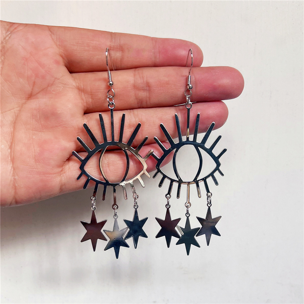 Alloy Material Devil'S Eye, Star Pattern Wholesale Jewelry Ig Style Devil's Eye Star Alloy Plating Hollow Out Drop Earrings