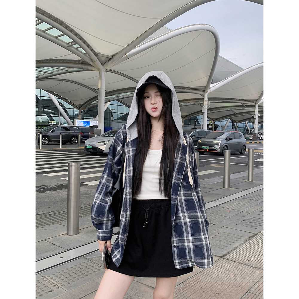 Shirt Women's Simple Commute Versatile Lattice Top