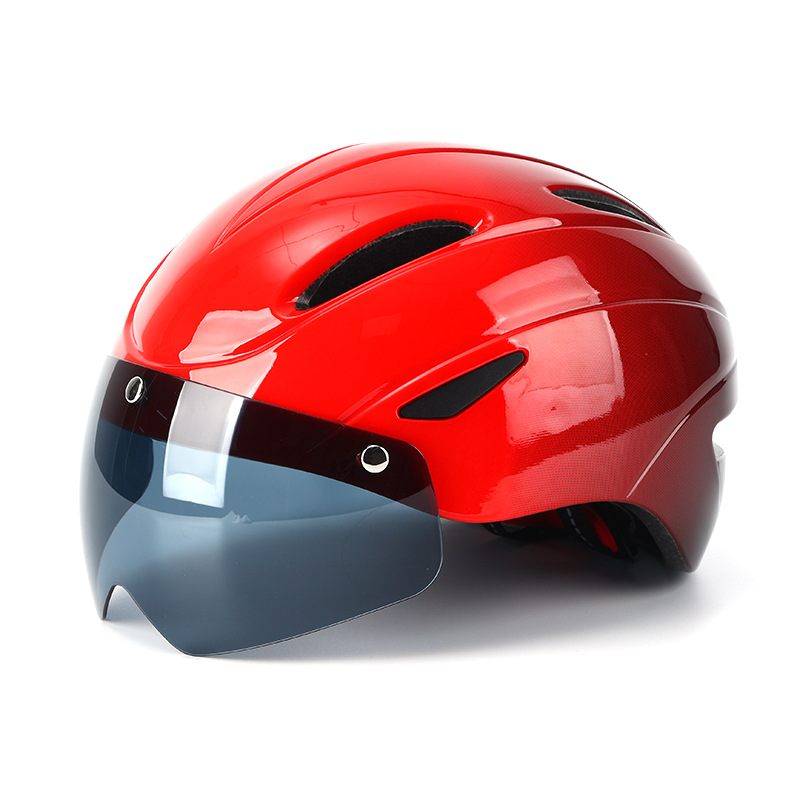 Casco de ciclismo con espejo de absorción magnética, cubierta de PC, gafas unidireccionales de alta densidad, sombrero de viaje para llevar