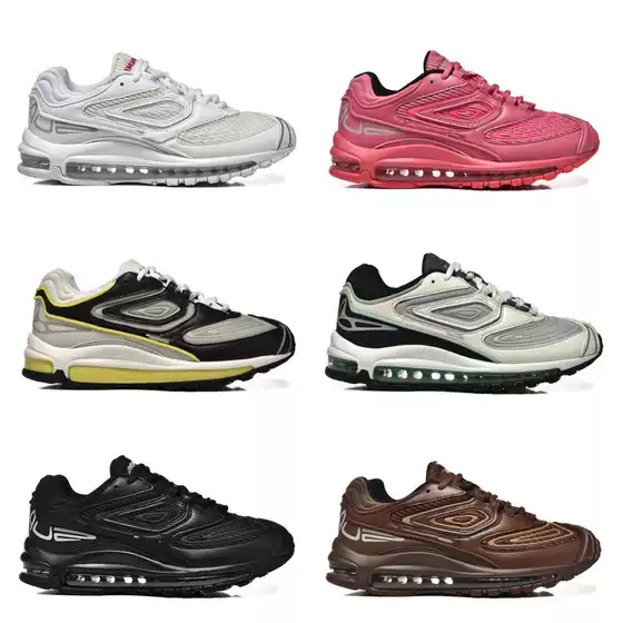 MAX Style 98 Men's 2-Layer Leather Retro Running Shoes with Full Palm Air Cushion, Comfortable Thick Sole, Half Sizes Available 38-47