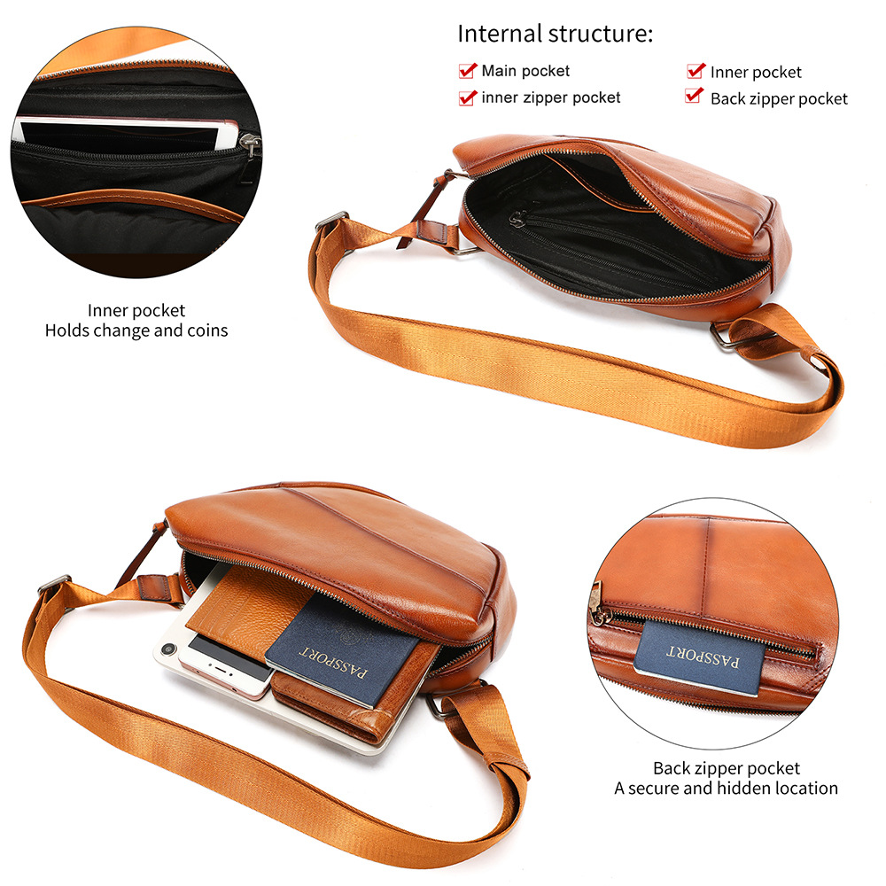 Túi đeo chéo nam da bò vintage phong cách saddle bag nhỏ gọn — Đen, Nâu cà phê xước, Cà phê, Nâu đậm