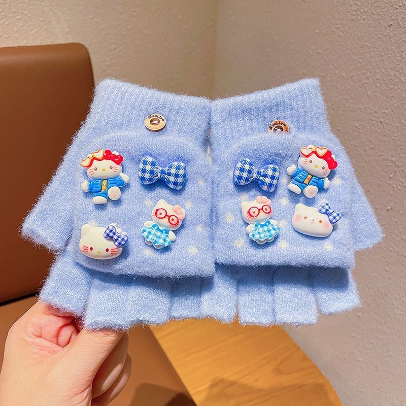 Hello kitty, blue gloves, 3-12 years