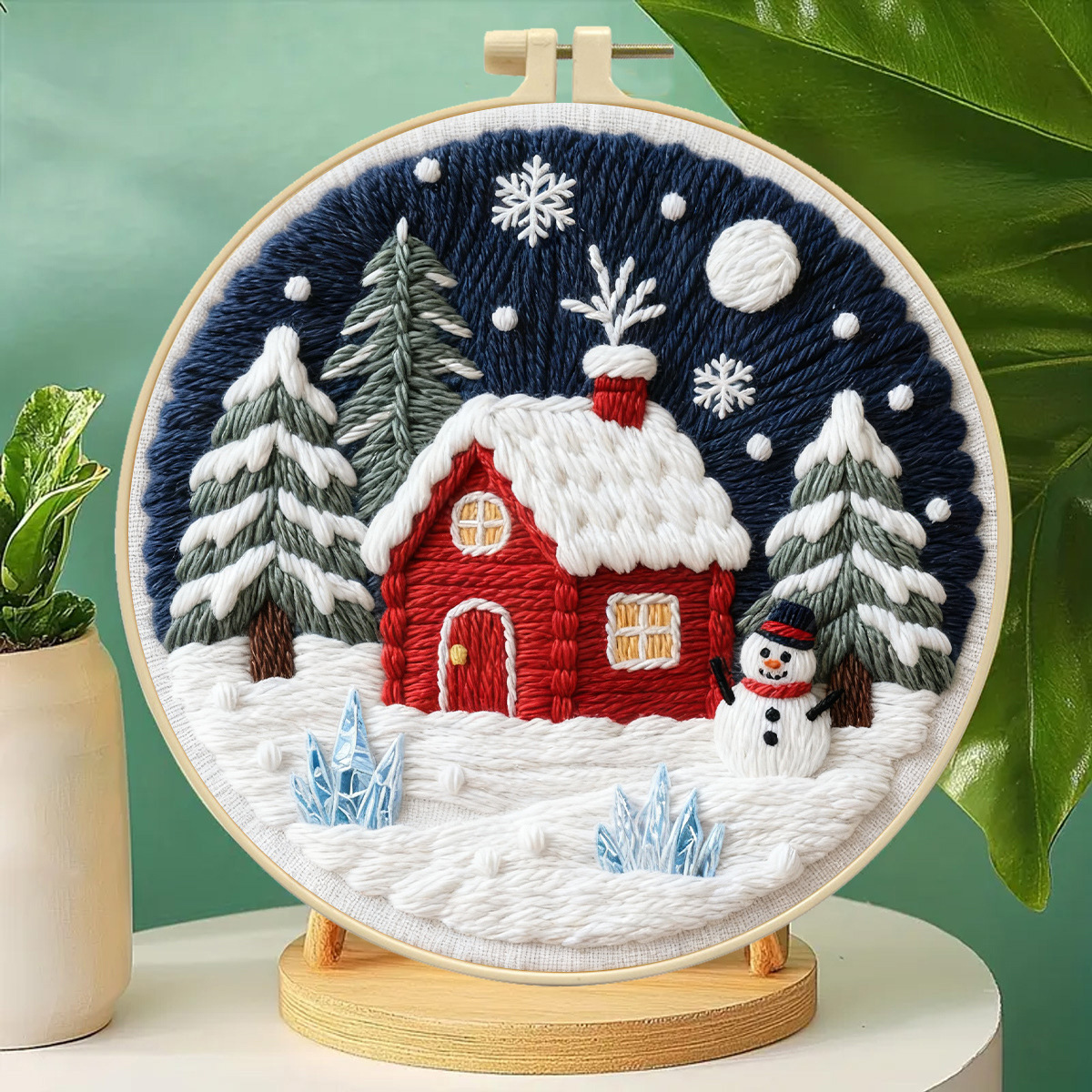 Blanca nieve de invierno - paquete de materiales básicos (incluyendo instrucciones de bordado de aguja)