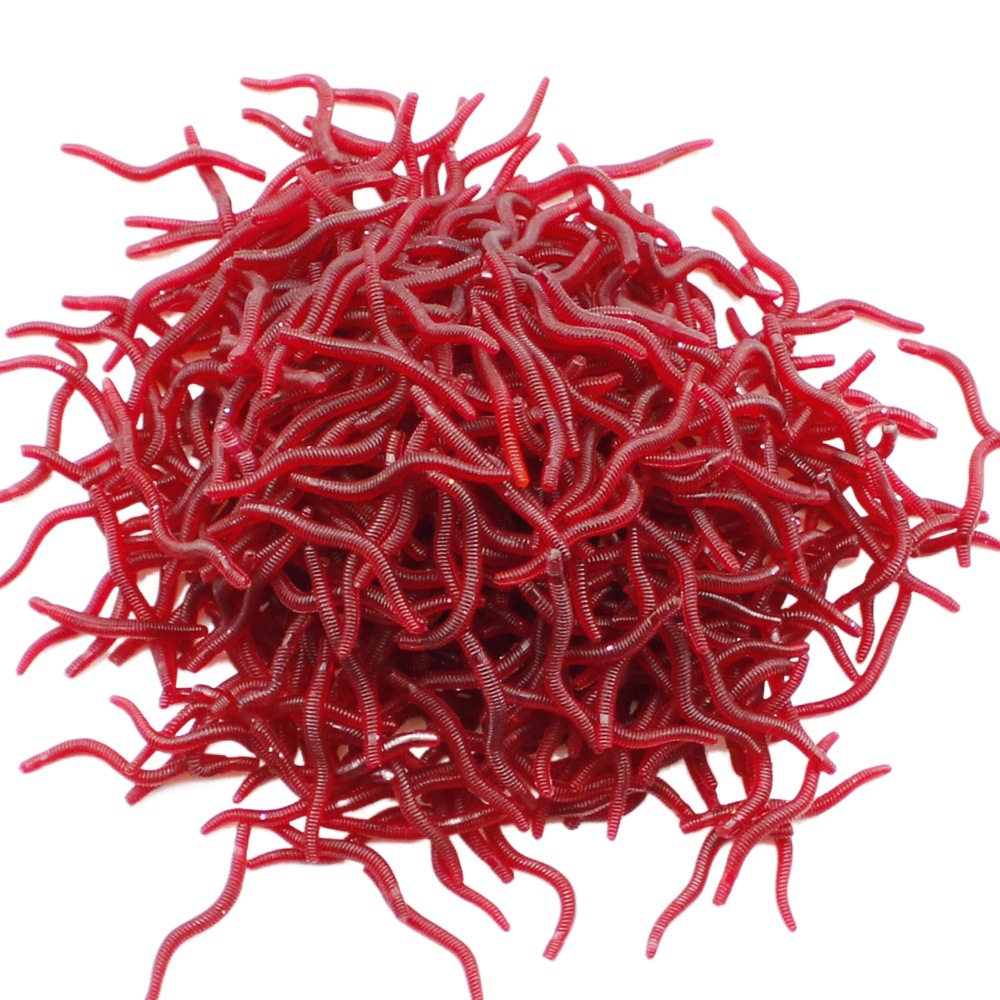 Luya Soft Bait gusano suave cebo falso gusano Rojo Bolsa 50/100 cebo de pesca Luya pesca en el mar plataforma de pesca Pesca transfronteriza