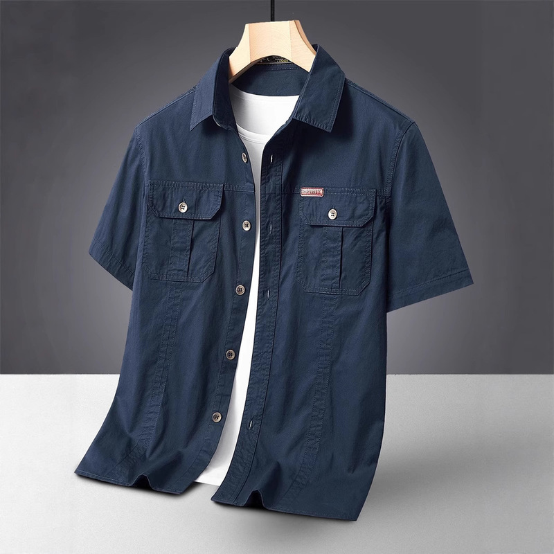 American Workwear Trendy Casual Short-Sleeved Shirt for Men 2025 Summer New Fashion Multi-Flap Pocket Pants Shirt Jacket