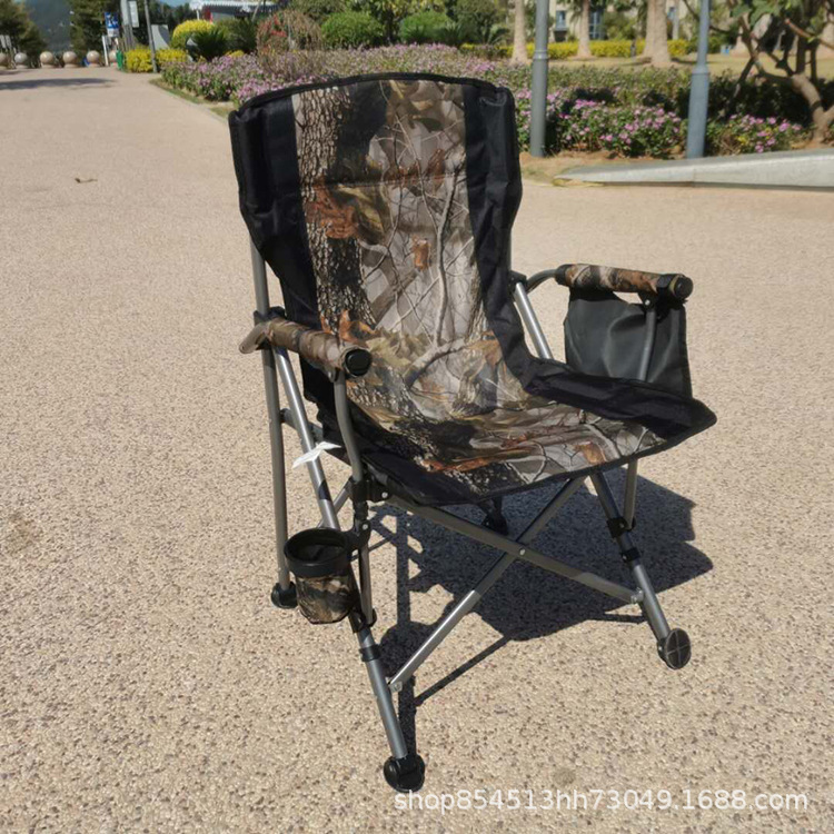 Silla plegable al aire libre, silla de director de camping portátil sin conductor, respaldo grueso, silla de pesca de herradura en la playa