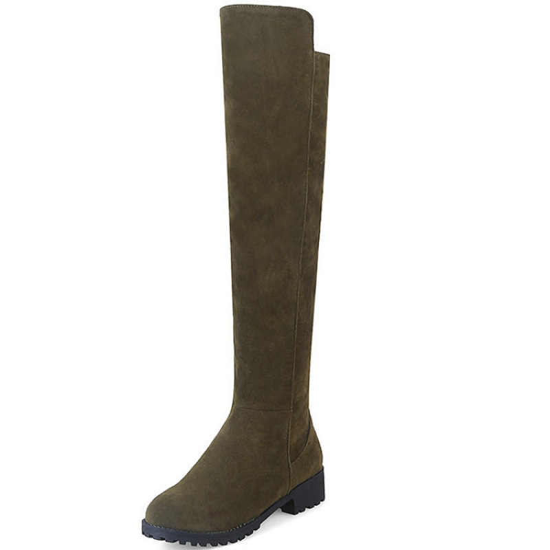 Over-The-Knee Boots Large Size 40-46 Military Boots Frosted Low-Heeled Knight Boots Z8-2