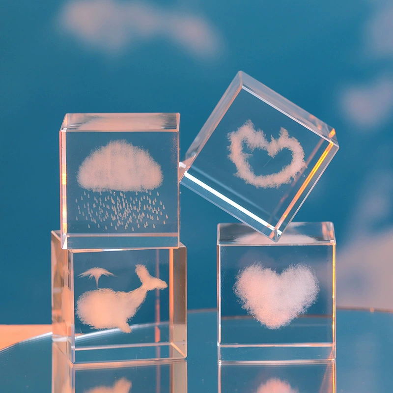 Трансграничное милое исцеление дождливое облако куб стол хрустальное стекло украшения подарок на день рождения девушки