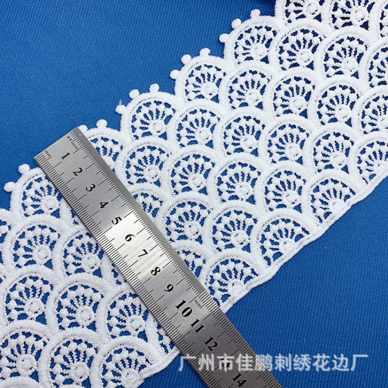 Nuevo 10cm encaje soluble en agua no elástico encaje hueco pestañas encaje blanco leche código de barras accesorios de ropa infantil