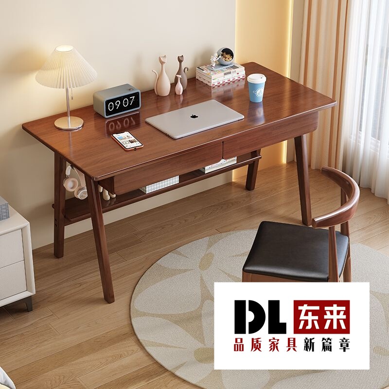 Solid Wood Desk Nordic Home Living Room Bedroom Student Study Table Simple Modern Multi-Functional Japanese Computer Desk and Chair