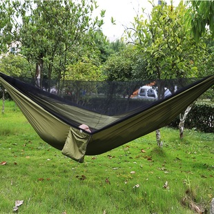 Outdoor portable single double hammock automatic quick opening mosquito net parachute simple drawstring nylon encryption anti-mosquito net