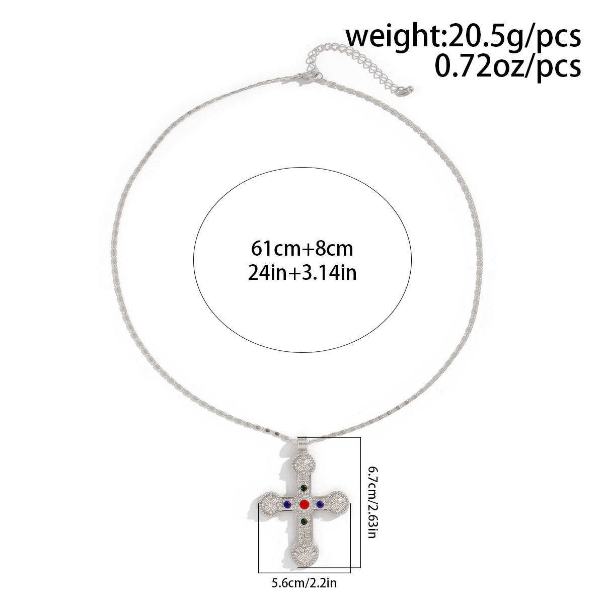 IG Style Cross Rhinestones Pearl Alloy Beaded Chain Cuban Link Chain Curb Chain Layered Necklaces Wholesale display picture 13