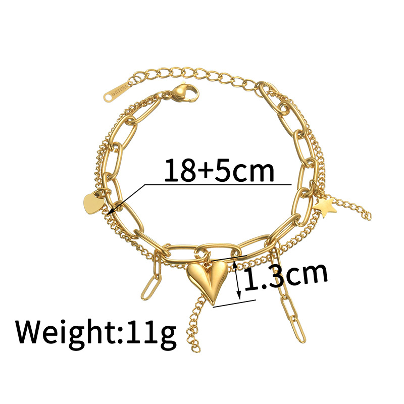 Multi-layer Geometric Bracelet For Women In Gold Plated Stainless Steel_voghion.com