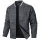 New Men's plaid solid color cardigan sweater men's zipper stand collar sweater coat