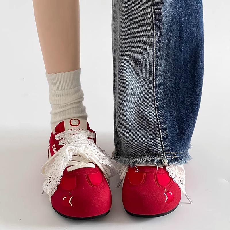 Red Apple Shoes Women's 2025 New Retro Sports Summer Breathable Casual Thin Sole Ballet Training Shoes