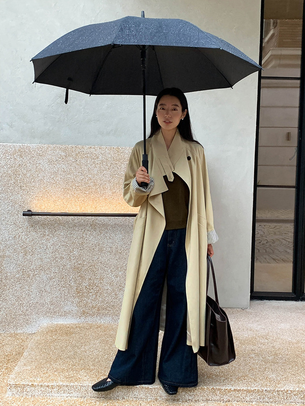 MOXI 十三行女装2025秋季韩系风衣外套女加长款立领女式风衣外套|undefined