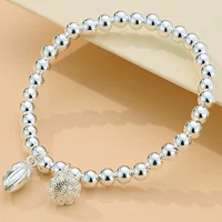 Silver fresh lightweight silver bracelet, fashionable round beads, jewelry, light style, Birthday gift