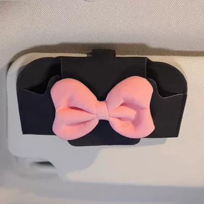 Magnetic Glasses Clip, Car Glasses Clip/Bill Clip - pink-bow-black-eyes-box