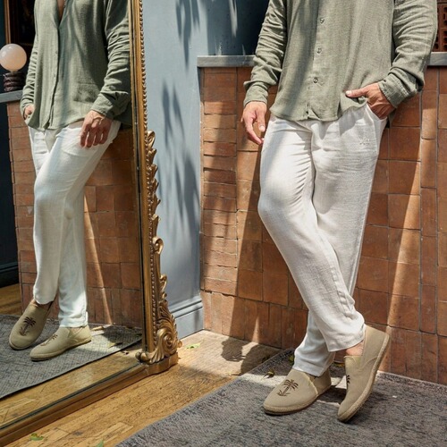 American Linen Cotton Sports Long Pants, Lightweight and Breathable, Summer Cool Casual Running Training Fitness Striped Pants