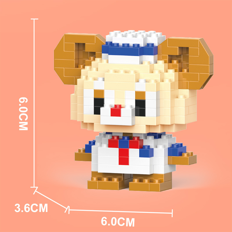 Compatible con LEGO gigante Panda flor azul lindo muñeca de dibujos animados montado bloques construcción juguete para niños puesto caja ciega al por mayor