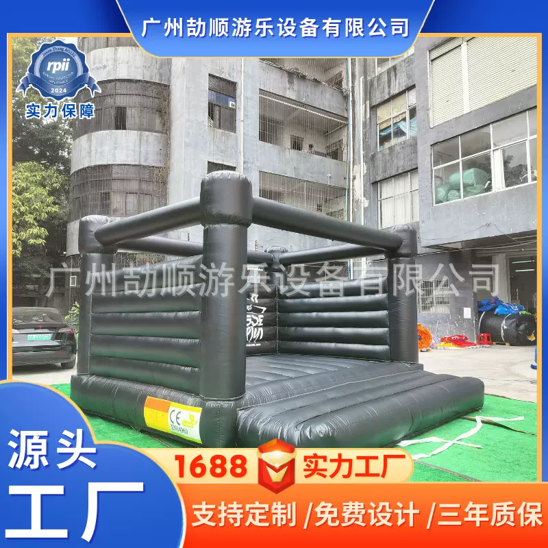 可商用黑色充气蹦床厂家直销户外儿童充气跳床充气城堡