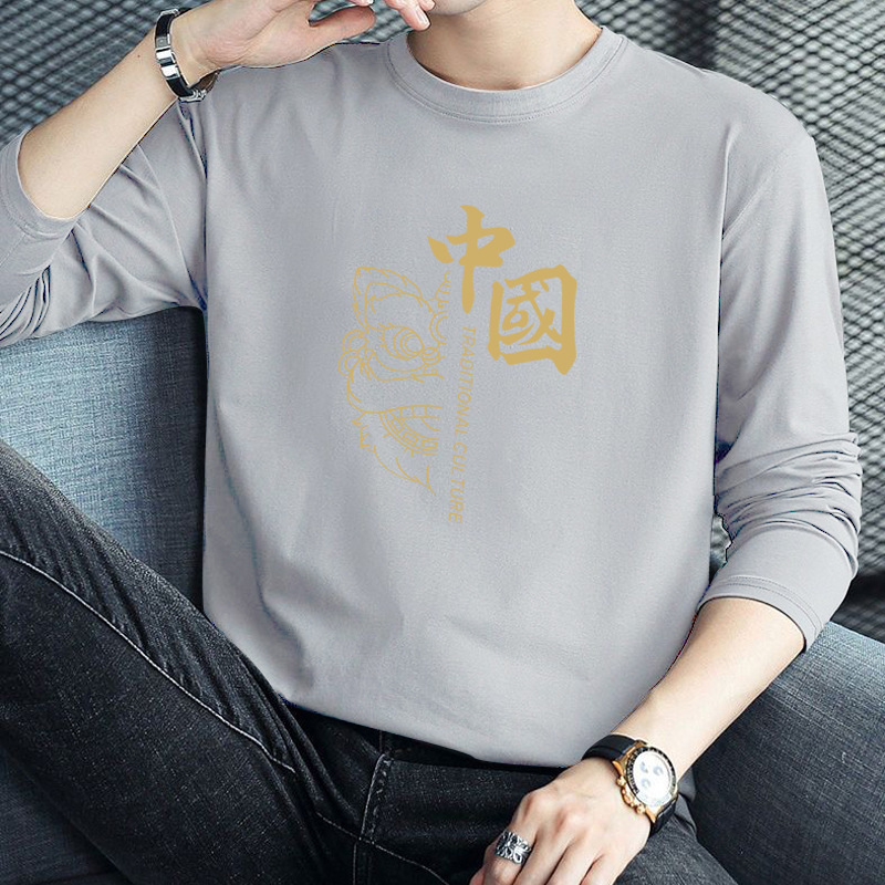 긴 소매 황금 사자 라이트 그레이