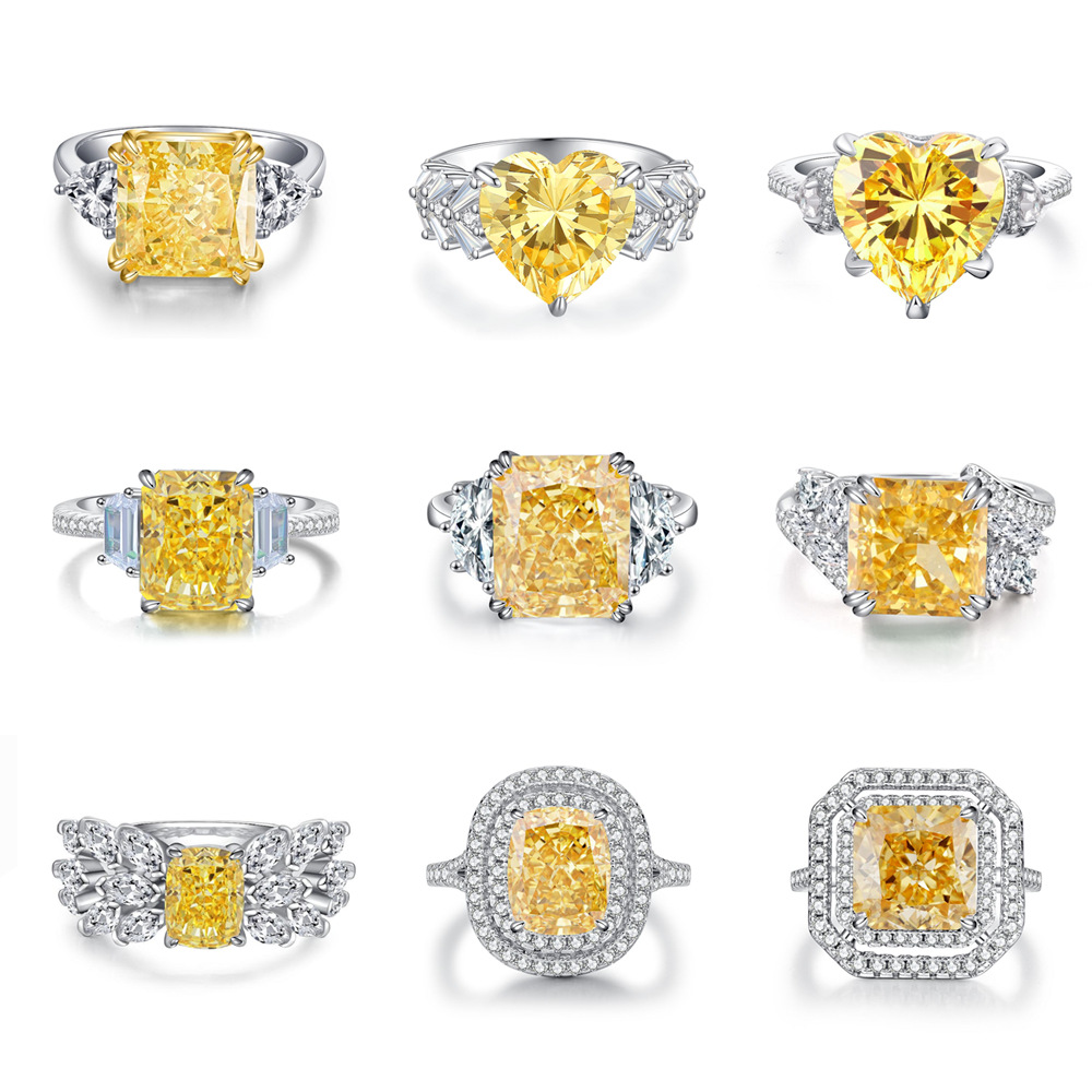 Luxurious Geometric Sterling Silver Plating Zircon Rings