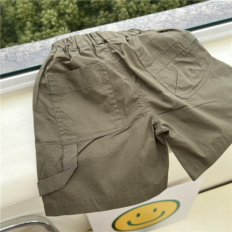 Pantaloni scurți versatile pentru copii, vara 2024, pentru băieți și fete din Coreea de Sud, cu etichetă de panglică, țesut, vară, Capris_voghion.com