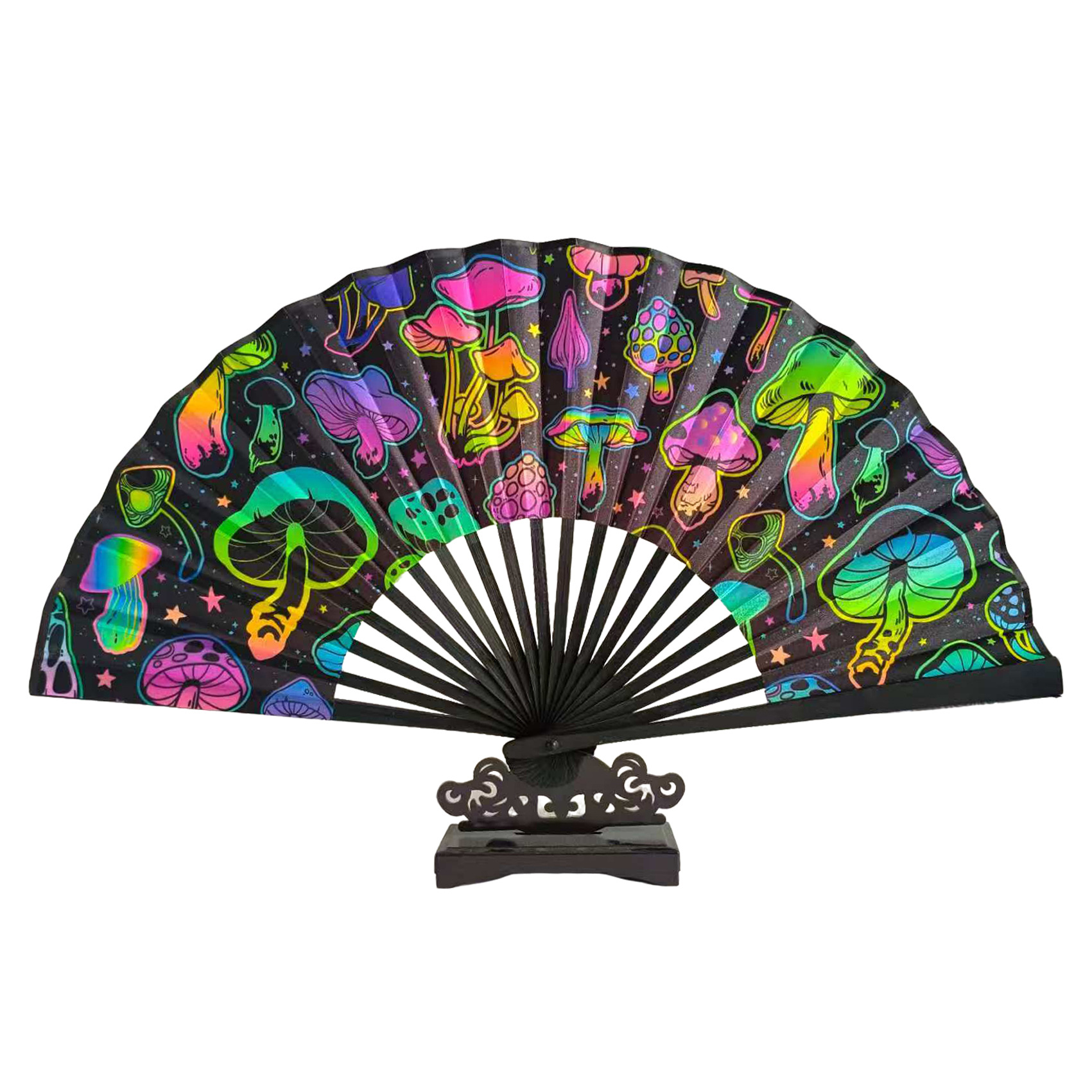 Abanico Plegable de Kung Fu de 33 cm de Plástico para Danza y Artes Marciales