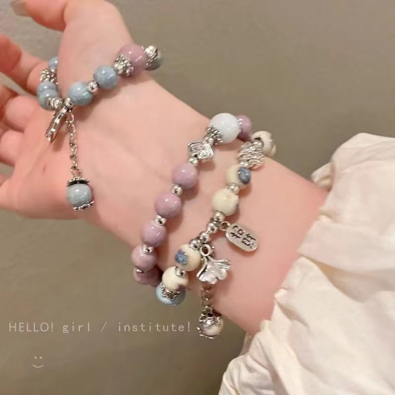 New Chinese-style Ceramic Beaded Bracelet Women's 2024 New Bracelet High-value Student Party Hand Jewelry New Chinese-style Ceramic Beaded Bracelet Women's 2024 New Bracelet High-value Student Party Hand Jewelry