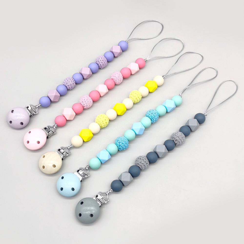 Cross-border New Baby Pacifier Chain Clip Baby Creative Silicone Beads Bite Molar Gum Nipple Anti-drop Chain