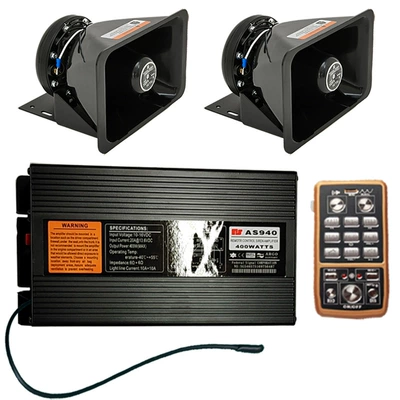 Wireless car alarm with 400W high-power loudspeaker, car siren with high-pitched horn, AS940N+ Black Falcon speaker (Car horn/tweeter) - as940n-host-square-speaker-set-12v
