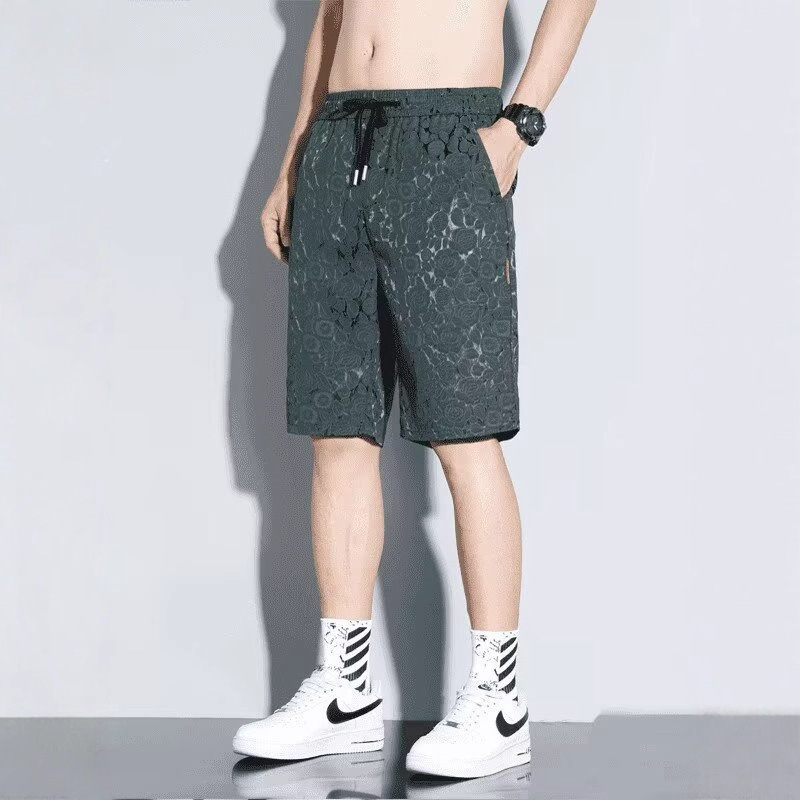 2025 Cross-Border Summer Thin Jacquard Shorts Men's Loose Breathable Casual Straight Five-Point Pants Youth Mid-Pants Handsome 2025 Cross-Border Summer Thin Jacquard Shorts Men's Loose Breathable Casual Straight Five-Point Pants Youth Mid-Pants Handsome