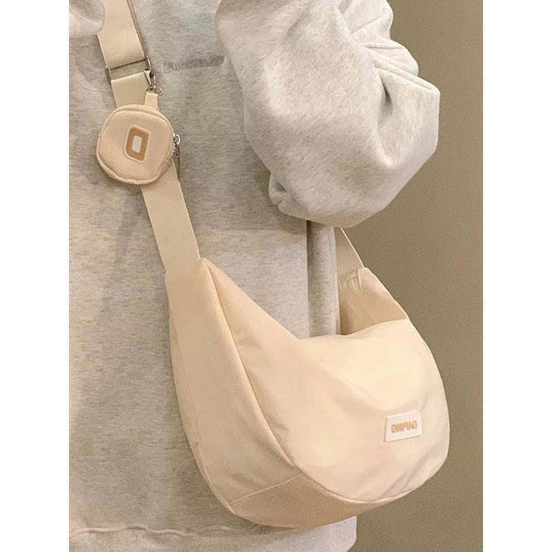Ins-style large-capacity canvas bag, women's summer-style casual nylon waterproof single-shoulder bag, college student class crossbody bag undefined