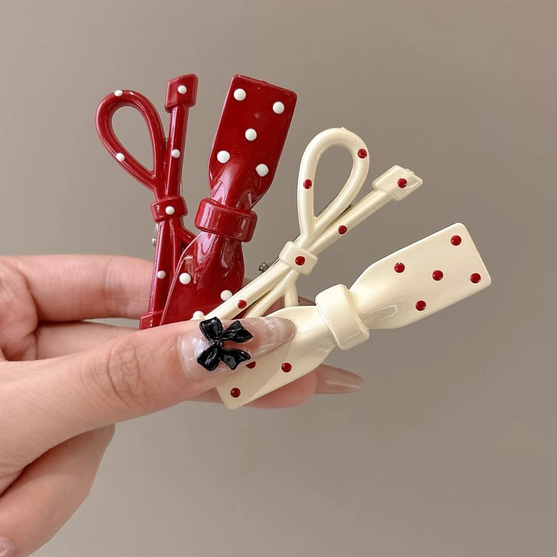 Anchor Red Dot Bow Clip Clip Clip Side Sweet Girl Clip Red Red Hair Adornement Tarjeta de pelo de mujer