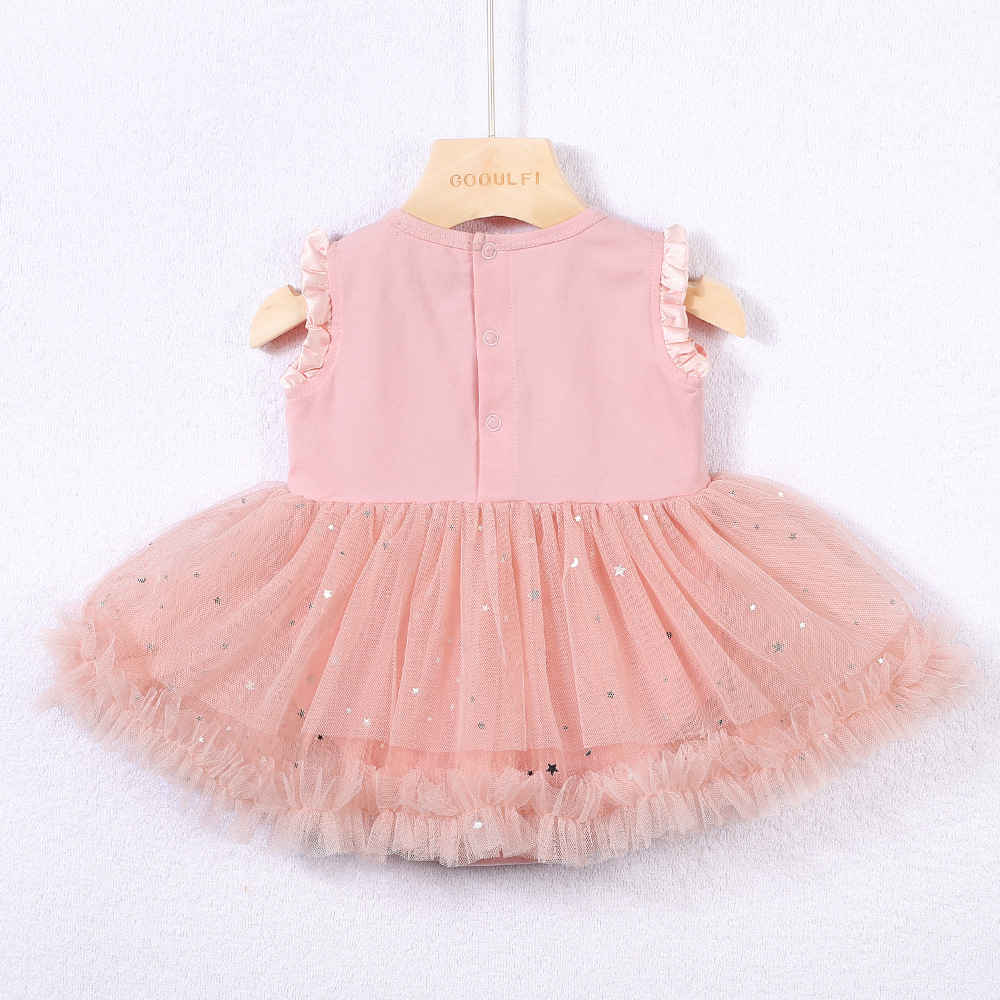 0-3岁婴儿刺绣花软网纱短袖奥代尔连衣裙女童裙子夏季2021新款