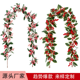 Simulation Pink Berry Vine Christmas Atmosphere Decoration Amazon Red Fruit Vine Simulation Christmas Vine