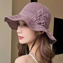 新款帽子夏季女防晒遮阳帽镂空透气渔夫帽户外出游防晒沙滩太阳帽